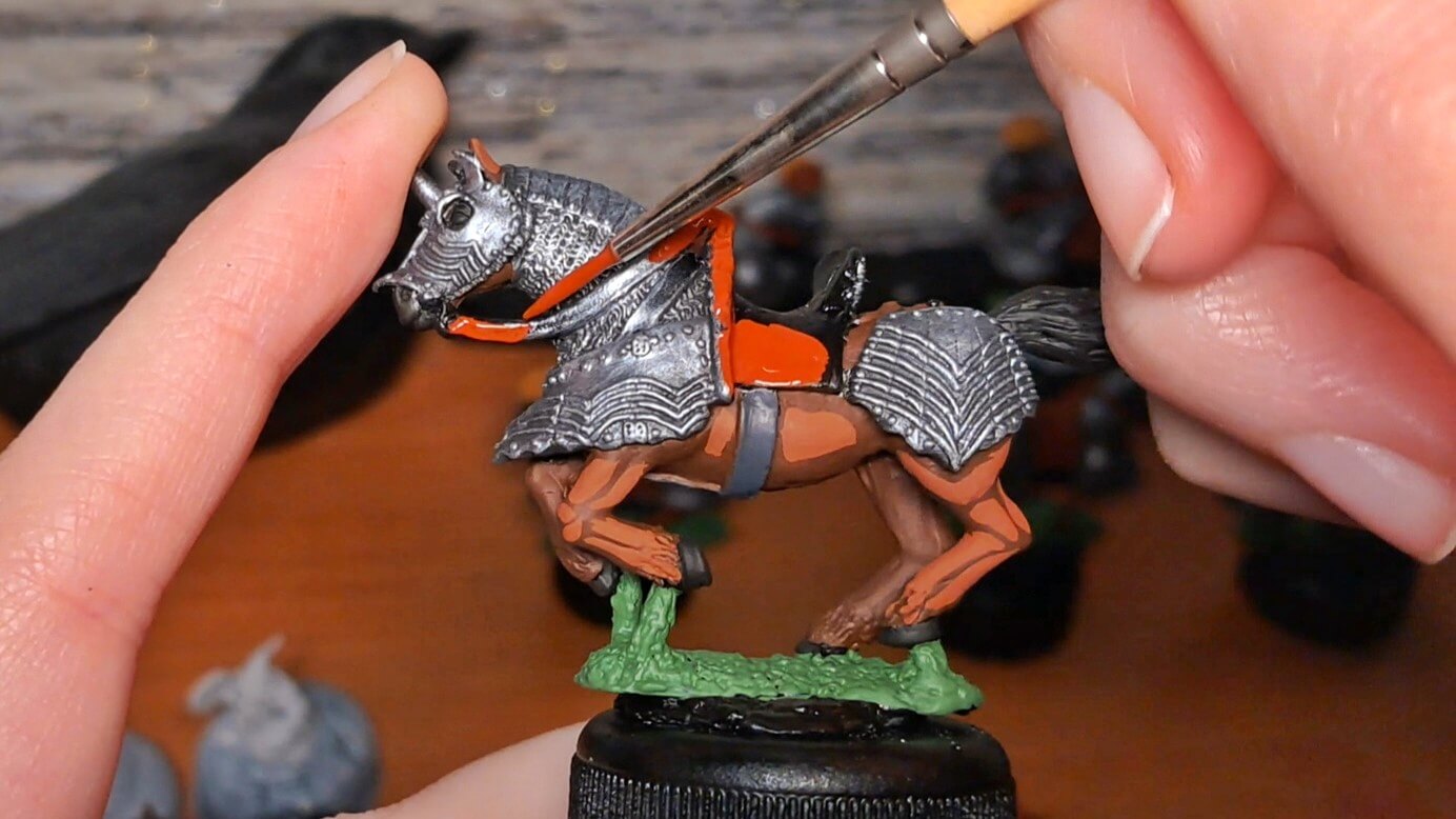 Wargaming horses painting guide focusing on leather and armor details