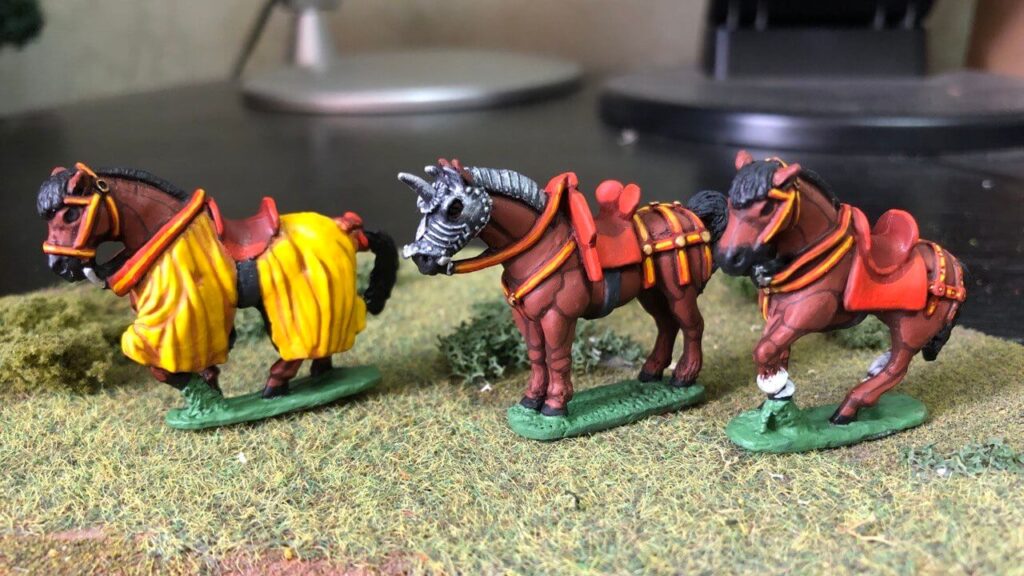 Wargaming medieval horses painting result showing consistent tabletop quality