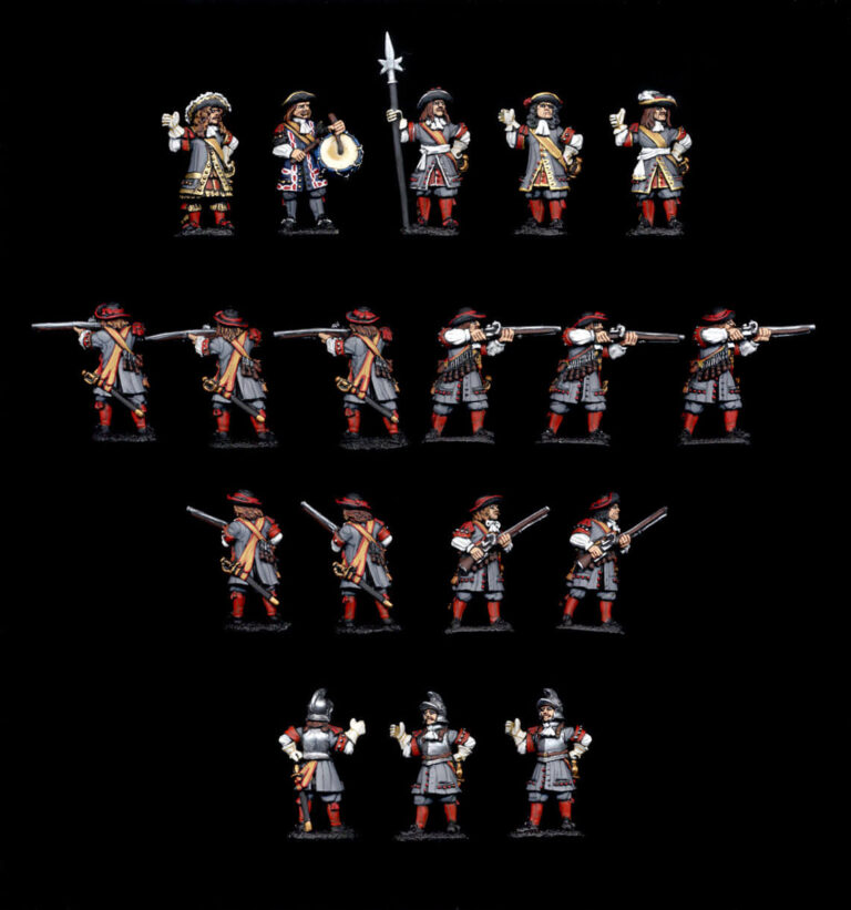 Expertly painted 28mm metal miniatures representing the French Lyonnais infantry regiment from the War of Spanish Succession era.