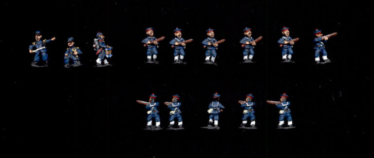 15mm 19th Century infantry with red berets and command group painted to wargame quality