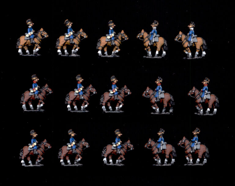 Wargame quality painted 15mm 19th Century cavalry miniatures on horseback