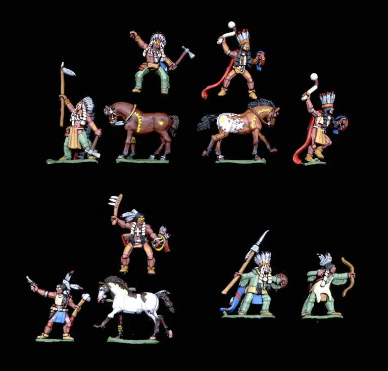 Collector quality painted 28mm Native American Dog Soldiers and war horses miniatures