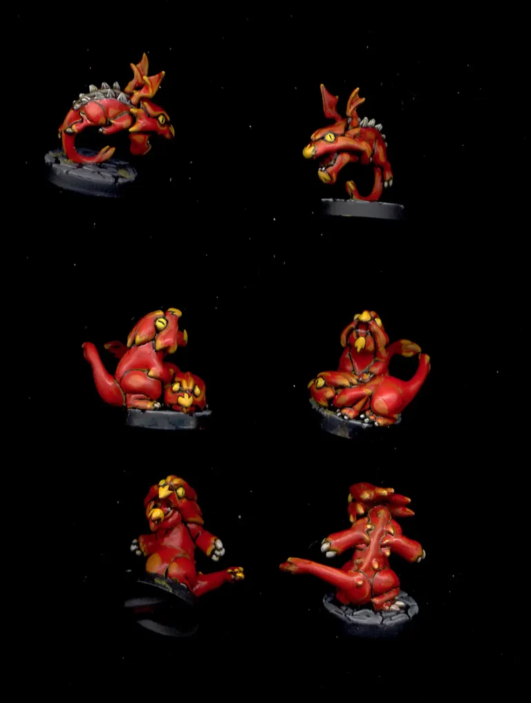 Painted 28mm Super Dungeon Explore red dragon hatchlings miniatures